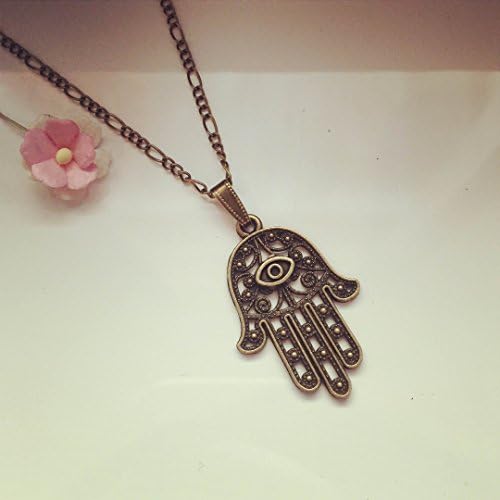 Long Chain with Large Hamsa Hand Of Fatima Charm (Bronze), faith / vintage / ethno / hippie / must have / statement / florabella jewellery
