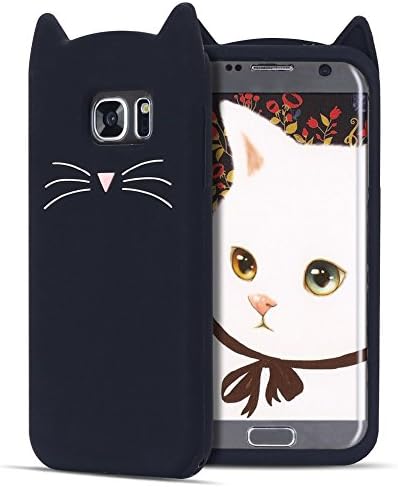 Galaxy S7 Edge Case,Samsung S7 Edge Silicone Case,SpiritSun 3D Cute Black Cat Design Slim-Fit Case Soft Rubber Silicone Cover Case Anti-Scratch Shockproof Protective Back Cover for Samsung Galaxy S7 Edge