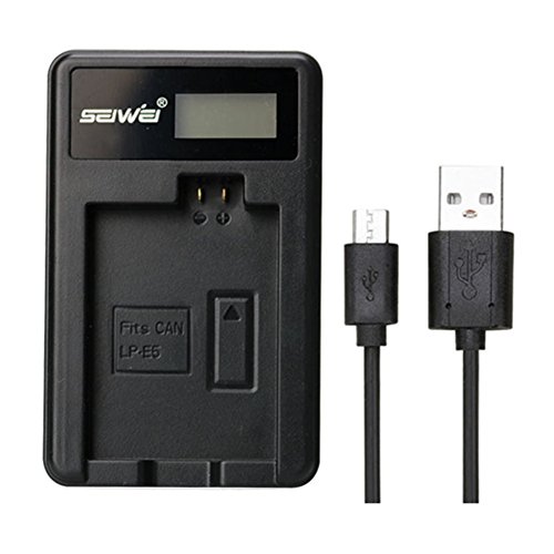 LP-E5-S Chargeur de Batterie pour Un Seul Chargeur LCD pour Canon EOS Rebel XS  Rebel T1i  Rebel XSi  1000D  500D  450D