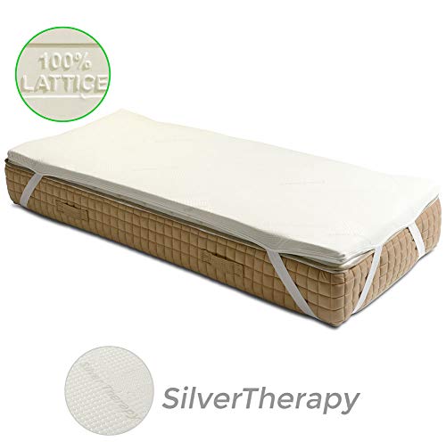 GEEMMA s.r.l. Topper sopramaterasso in 100% Lattice Alto 5 cm con Tessuto antimicrobico sfoderabile 4 Lati con Filo in Argento - Star Latex King Size 200x200