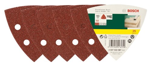 Bosch DIY 25tlg. Schleifblatt-Set verschiedene Materialien für Deltaschleifer (Körnung 40, 6 Löcher)