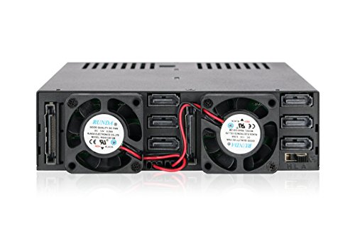 Wechselrahmen für 6x 2,5 Zoll (6,4cm) SATA/SAS SSD/HDD in 1x 5,25 Zoll (13,3cm) – Icy Dock ExpressCage MB326SP-B - 5