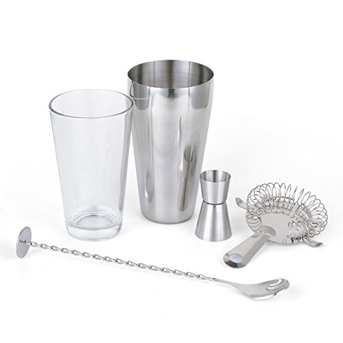 Cocktail Shaker Set 4-teilig Edelstahl Bar Werkzeug-Set mit Shaker und Glas, zwei Bar Jiggers, Hawthorne Sieb, Twisted Bar Löffel Cocktail Mixologist Set - 9