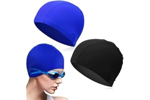 NIANOPKM 2 gorros de natación elásticos, gorro de natación de tela cómoda que mantiene el cabello limpio, transpirable, se adapta tanto al pelo largo como al pelo corto