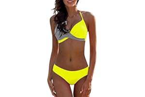 UMIPUBO Mujer Bikini Traje de Baño con Cuello en V Bikinis Sujetador Dos Piezas Push-up Sexy Ropa de Playa Falda de Playa Tops y Braguitas