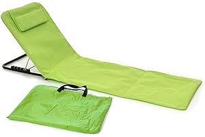 COSEDACASA Spiaggina mare Lettino Stuoia da spiaggia con schienale regolabile per campeggio con pratica sacca da facile trasporto-verde