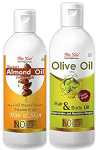 Sweet Almond Oil 100 ML + Premium Olive Oil 200 ML (Combo of 2 Bottle) (300 ML)