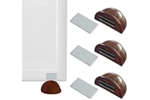 JANDTEK Fermaporta magnetico - Fermoporta da pavimento 4 o 6 pezzi - Fermaporte da terra adesivi - Blocca porta da pavimento bianco - Paracolpi porta (marron oscuro 4)