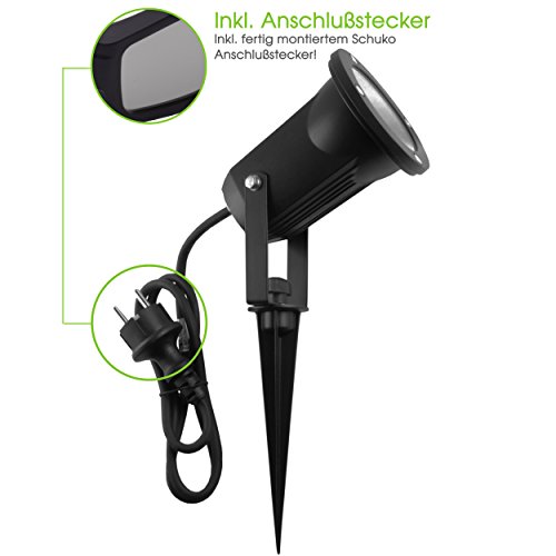 National Electronics Gartenstrahler LED mit Erdspieß GU10 inkl. 7W COB LED Aussenstrahler LED Gartenleuchte Gartenlampen Set Spotlichter Spotlampe Ambientebeleuchtung Strahler außen Garten Gartenbeleuchtung IP54 6er Set - 3