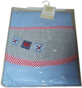 Lollipop Lane Nursery Tab Top Curtains & Tie Backs Blue Hearts & Kisses 137x137cms 54"x54" RRP£34.99