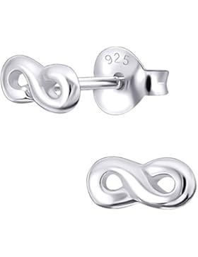 JAYARE Infinity Kinder-Ohrstecker Unendlichkeit 925 Sterling Silber 3 x 6.5 mm Mädchen-Ohrringe im Geschenketui