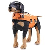 * Secar y fácil de limpiar. XDYFF Chaleco Salvavidas para Perro, Perro Mascota Chaleco Seguridad Natación Ropa Chaleco Salvavidas con Quick Release Traje de baño Sirena Grande Perro pequeño Traje de Seguridad,Orange,M