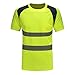 Price comparison product image AYKRM Hi Vis Yellow T Shirt Breathable Reflective Tape Security Workwear Reflective Visibility hi vis t Shirts (L, Yellow)