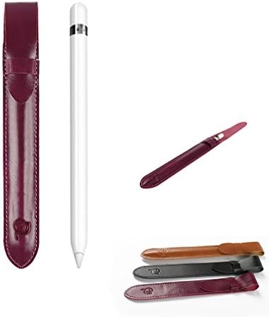 Genuine Leather iPad Pencil Holder,Dingrich Portable Generic Leather Stylus Case Sleeve Cover Pouch Bag Shockproof Waterproof iPad Pencil Pocket Case Bag for Apple iPad pencil [iPad Pro 9.7/12.9,ipad air 2/air/ipad mini and any ipad Tablet Pencil](Purple)