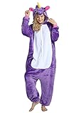 Missley Einhorn Halloween Kinder Unisex Einhorn Tier Kostüm Cosplay Kostüm Pyjamas (M, lila)