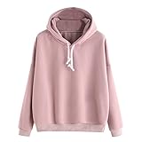 iHENGH Karnevalsaktion Weihnachten Damen Frauen-Damen-Feste Lange Hülsen-beiläufige mit Kapuze Sweatshirt-Pullover-Spitzenbluse(XL,Rosa)