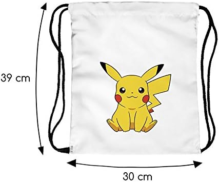 Emoji Unicorn Pikachu Pokemon Bulk Drawstring Bag Backpack Party Bag Filler Gift Movie Gym PE School Swimming (1x Pikachu)