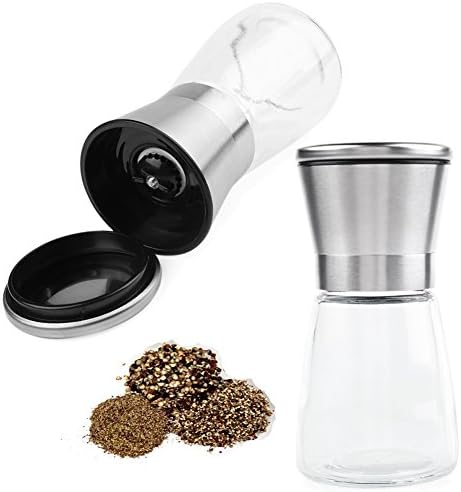 Salt and Pepper Mills Set,Pepper Grinder With Adjustable Coarseness Ceremic Core Salt and Pepper Shakers Pair for Kitchen Spices Grinder Set of 2