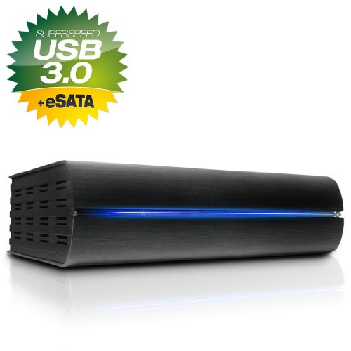 FANTEC DB-F8U3e Externes Festplattengehäuse (für den Einbau einer 8,89 cm (3,5 Zoll) SATA I/II/III Festplatte, USB 3.0 SUPERSPEED und eSATA Anschluss, großer 80 mm Lüfter,exzellente Wärmeableitung, gebürstetes Aluminium Gehäuse im Buch Design) schwarz - 2