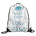 Produktbild Etryrt Prämie Turnbeutel,Sporttaschen, Keep Calm and Love Pigs Drawstring Bags Cute Backpack Shoulder Bags Gym Sport Pack