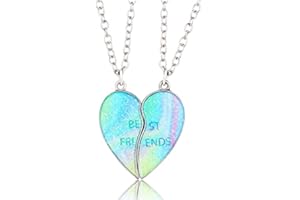 MenYiYDS 2 Pcs BFF Necklaces Friendship Necklace Magnetic Best Friends for Girls Birthday Gifts Pendant Chain Gifts (Blue)