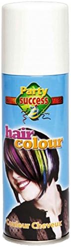 HOT LOOK LDIES WOMENS MENS UNISEX FANCY DRESS NOVELTEY HAIR SPRAY WHITE BLACK YELLOW ORANGE PINK SILVER PURPLE RED GREEN BLUE 125ML (WHITE)