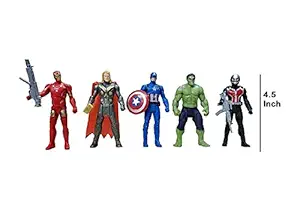 Vikas gift gallery Action Superhero Toys Set - 5 Action Superhero Hero Collection [ Height - 4.5 inches, Small Size