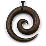 Spirale Schmuck aus Holz, Kettenanhänger Spirale Durchmesser 4cm, inkl Textilband