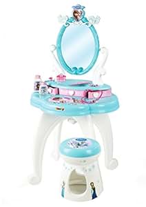 Smoby Salon de coiffure La Reine des Neiges - Coiffeuse et coiffeuse avec de nombreux accessoires - Design Disney Reine des Neiges - Pour enfants à partir de 3 ans