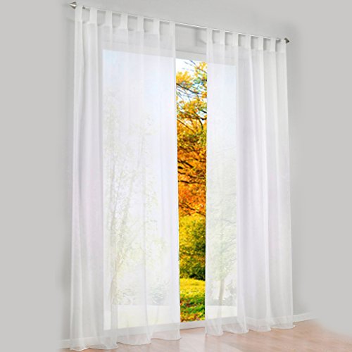 Transparent Schlaufen Gardine Schöne Vorhänge 1er-Pack Vorhang H*B 225*140cm Weiß