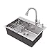 Produktbild AuraLum 50 × 40 × 22 CM Küchenspüle Edelstahl Einbauspüle Waschbecken Spüle Eckige Edelstahlspüle mit Syphon für Küche, Plattendicke ca. 3mm
