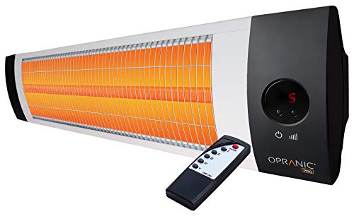 OPRANIC PRO - Stufa a infrarossi Lava, 2300 Watt, Telecomando, dimmer a 5 Livelli, Resistente agli Spruzzi d'Acqua, IPX4, Bianco Perla, a infrarossi, per terrazza, ad Alte Prestazioni