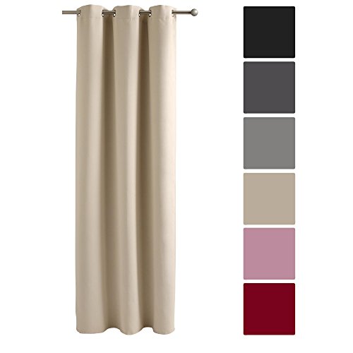 Decolicious - Gardine Verdunkelungsvorhang mit Ösen vorhäng blickdicht - Hell beige 140x245 cm