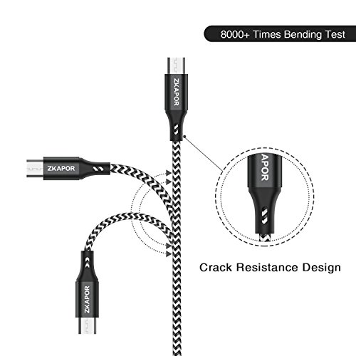 C  ble Micro USB en Nylon Tress    ZKAPOR Chargeur Samsung  2m  Lot de 3  Charge Rapide et Synchro Cordon de Donn  es C  ble USB pour Samsung Galaxy S7  S6  J3  J5  J7  Xiaomi Redmi 5  5Plus  Honor 6X  Huawei  LG  Nexus  Kindle  Echo Dot  Noir 