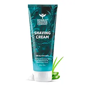 Bombay Shaving Company Shaving Cream with Tea Tree oil, Aloe Vera and Menthol Extracts- 100 g | Made in India