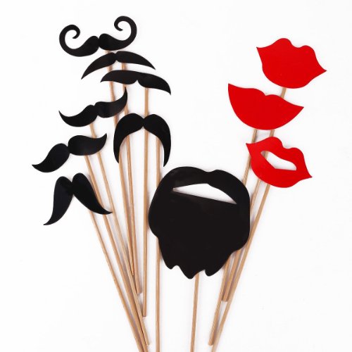Musuntas® 31 Tlg. Party Foto Verkleidung Schnurrbart Lippen Brille Krawatte Hüten Photo Booth Props Set Hochzeit Partymitbringsel - 2