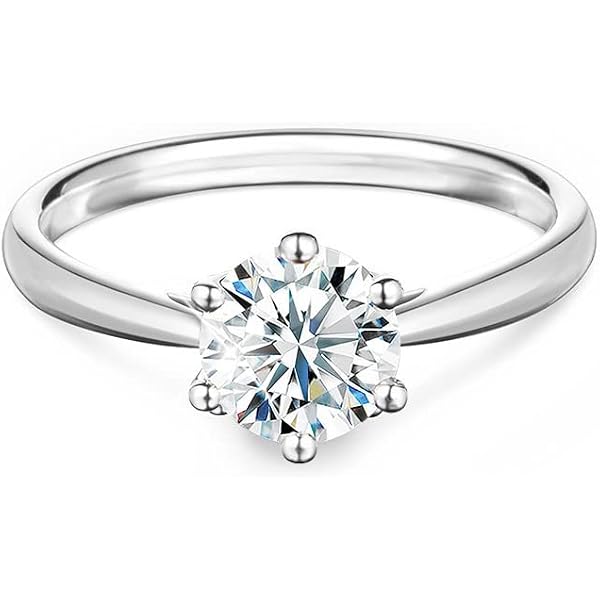 Anello Regalo Con 7 Moissanite - Argento Sterling 925 - 0,1 Ct L'una - Colore D VVS1 - Springlight - 6