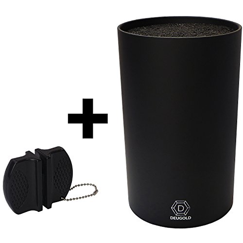 Premium Universal Messerblock Borsten-Einsatz + gratis Messerschärfer für sofort scharfe Messer | min. 6-8 Messer (Höhe 18cm / Ø 11cm) | geruchsfrei und spülmaschinenfest zur einfachen Reinigung | optimale Aufbewahrung durch spezielle Sternborsten