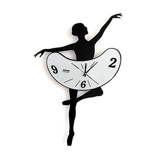 VENKON - Wanduhr "Tanzende Zeit" in Form einer Ballerina Figur im klassischen Sprung