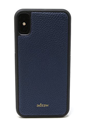 adraw iPhone Funda de Cuero Genuino, Funda Protectora Noble, Funda de móvil de Lujo, Funda de Cuero, Funda, Case (Apple iPhone X, Navy)