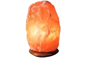 Magic Salt 3-5 KG Salt Lamp, Natural Himalayan Crystal Rock Salt Lamp Pink Light, Hand Crafted Wooden Base Direct from Foothills of The Himalayas, Comes with UK Switch Cable and Bulb