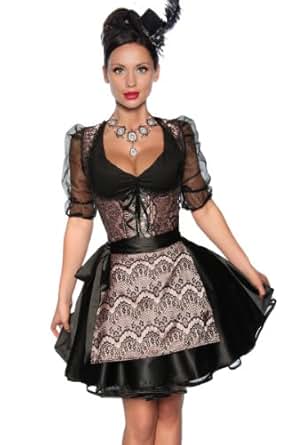 Mini Satin Dirndl mit Spitze und Schnürung Oktoberfest