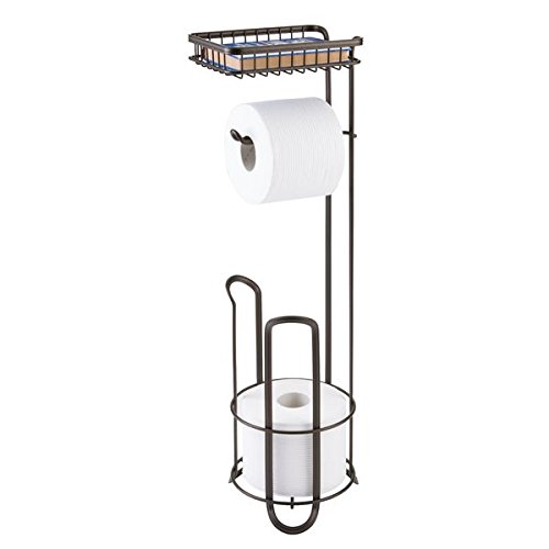 InterDesign 79261EU York Lyra Freistehender Toilettenpapier-Halter mit Regal fürs Bad – Bronzefarben, Steel, Bronze, 16,7 x 19,1 x 61,2 cm - 4