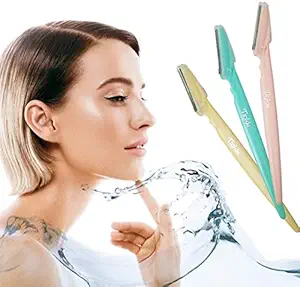 Addbeauty Tinkle Eyebrow Razor, Hair Trimmer Shaver and Tough Up Tool, Facial Razor with Safety Cover, for Women (pack of 3)