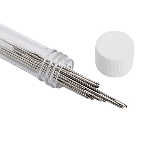 Outus Groß Auge Stumpfe Nadel Stahl Garn Sticknadel Nähnadel Kit mit Nadeleinfädler und Fingerhut, 5 Größen, 16 Stück - 3