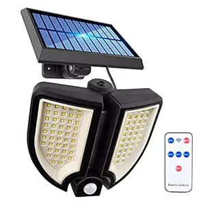 Epyz Solar Motion Sensor Lights, 2 Heads Light Solar Powered, 90 LED Flood Light Motion Detected Spotlights IP67 Waterproof 360? Rotatable for Garage [ Cold White Light, Pack of 1 ]