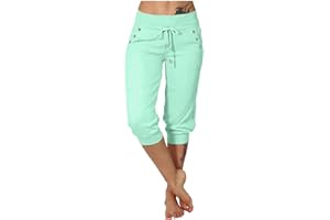 Soulolo Jogginghose Damen Caprihose Sporthose Sommer 3/4 Lang Baumwolle Sport Sweathose Casual Capri Hose Elegant Bequem Sommerhose Yoga Fitness Activewear