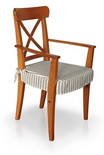 Dekoria IKEA INGOLF Stuhl (mit Armlehnen) Seat Pad Cover – Beige und Weiß Streifen (1,5 cm)