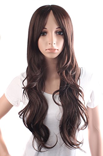MapofBeauty Sexy Women's Carve Long Curly Wave Wig (Dark Brown)