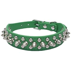 wicemoon mascota collar de perro piel sintética Studded con clavos Punk Ronda remaches ajustable perro suministros